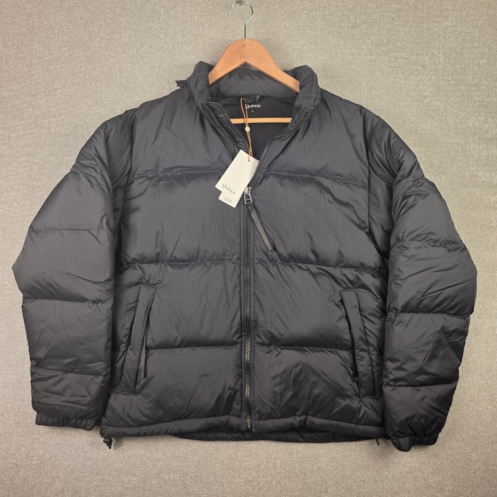 Quince Responsible Down Puffer Jacket Black Recycled Polyester Mens Large NWT
